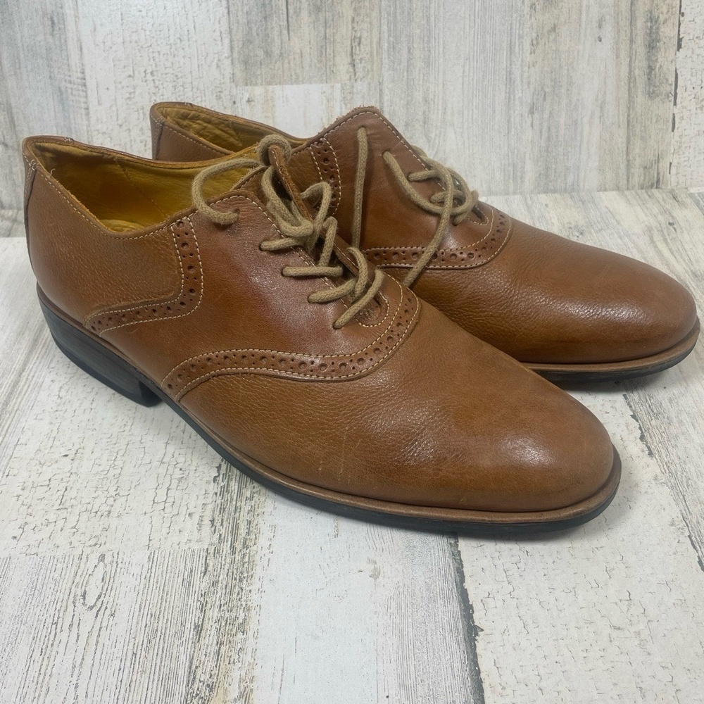 Sandro Moscoloni Olson Plain Toe Leather Oxford Shoes Cognac Brown sz 11D Brazil